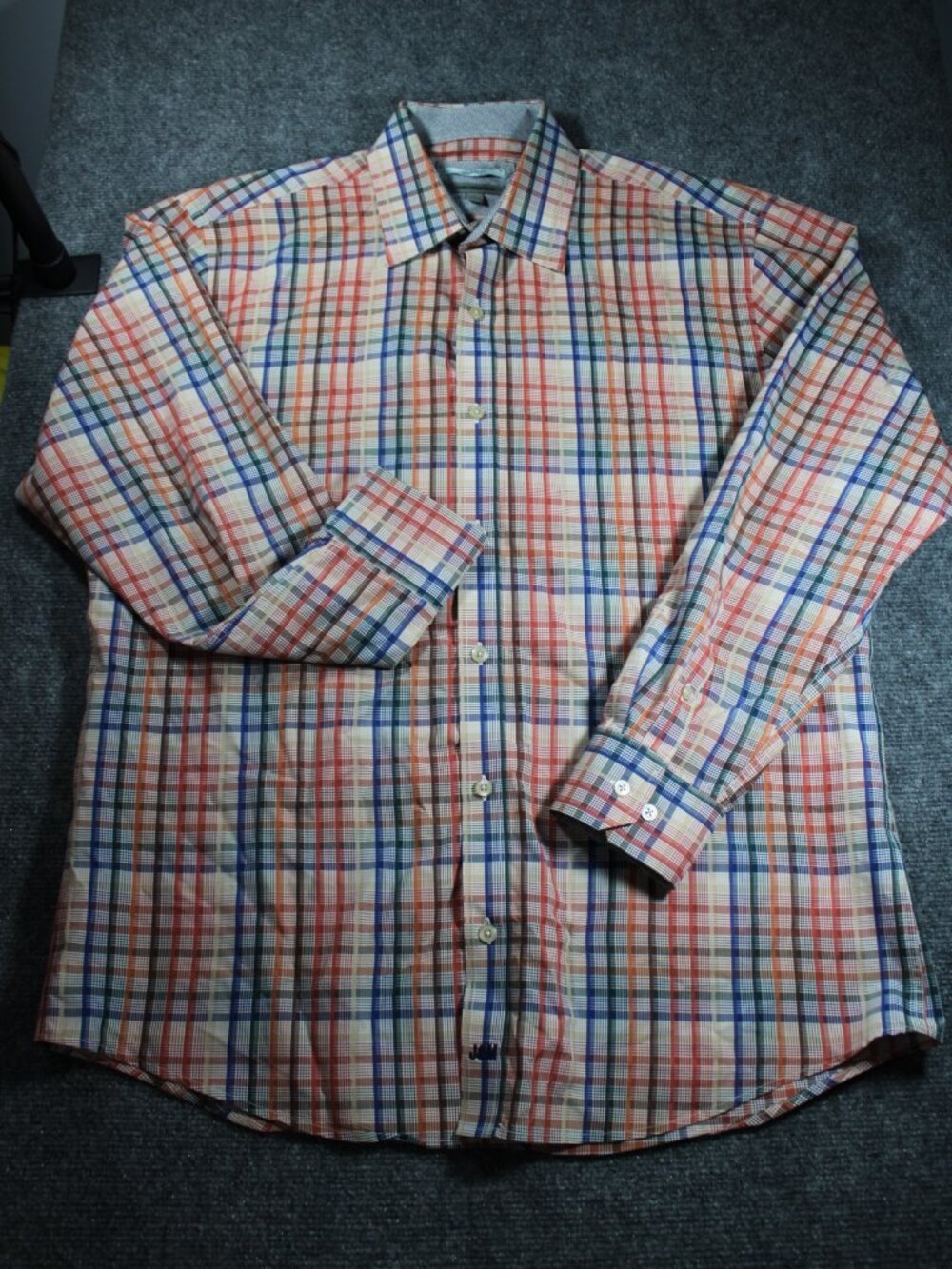 Johnston & Murphy Men's Fall Multicolor Plaid Long Sleeve Dress Shirt Size Large